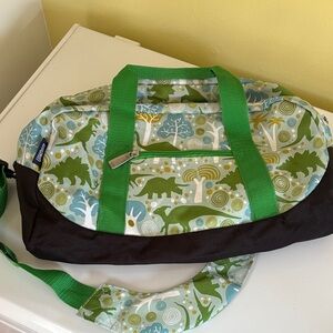 Wildkin Green Dinosaur Print Duffel Overnight Bag Ages 3+